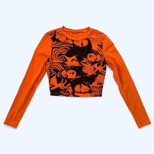 Orange long sleeve crop top
